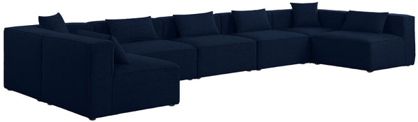 Cube Linen Textured Fabric / Engineered Wood / Foam Contemporary Navy Durable Linen Textured Modular Sectional - 180" W x 72" D x 26" H