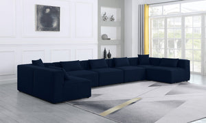 Cube Linen Textured Fabric / Engineered Wood / Foam Contemporary Navy Durable Linen Textured Modular Sectional - 180" W x 72" D x 26" H