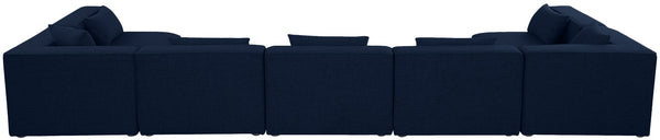Cube Linen Textured Fabric / Engineered Wood / Foam Contemporary Navy Durable Linen Textured Modular Sectional - 180" W x 72" D x 26" H