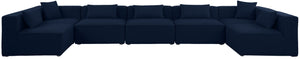 Cube Linen Textured Fabric / Engineered Wood / Foam Contemporary Navy Durable Linen Textured Modular Sectional - 180" W x 72" D x 26" H