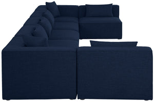 Cube Linen Textured Fabric / Engineered Wood / Foam Contemporary Navy Durable Linen Textured Modular Sectional - 180" W x 72" D x 26" H