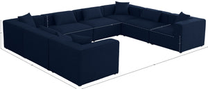 Cube Linen Textured Fabric / Engineered Wood / Foam Contemporary Navy Durable Linen Textured Modular Sectional - 144" W x 108" D x 26" H