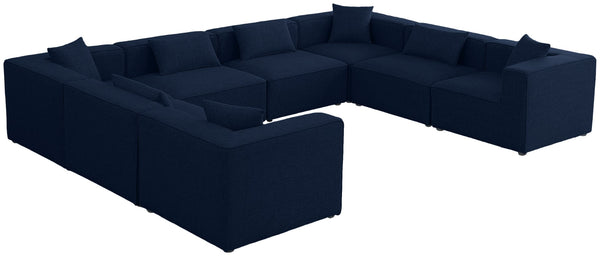 Cube Linen Textured Fabric / Engineered Wood / Foam Contemporary Navy Durable Linen Textured Modular Sectional - 144" W x 108" D x 26" H