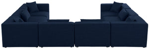 Cube Linen Textured Fabric / Engineered Wood / Foam Contemporary Navy Durable Linen Textured Modular Sectional - 144" W x 108" D x 26" H