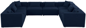 Cube Linen Textured Fabric / Engineered Wood / Foam Contemporary Navy Durable Linen Textured Modular Sectional - 144" W x 108" D x 26" H