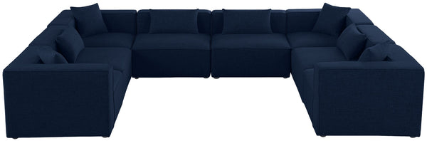 Cube Linen Textured Fabric / Engineered Wood / Foam Contemporary Navy Durable Linen Textured Modular Sectional - 144" W x 108" D x 26" H