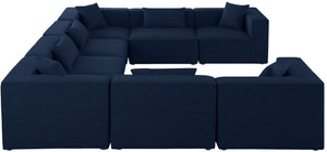 Cube Linen Textured Fabric / Engineered Wood / Foam Contemporary Navy Durable Linen Textured Modular Sectional - 144" W x 108" D x 26" H