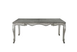 Leonora Transitional Dining Table Vintage Platinum Finish 63140-ACME