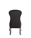 Leonora Transitional Side Chair(Set-2) Deep Taupe Fabric(#LH#1177) & Vintage Platinum Finish 63142-ACME