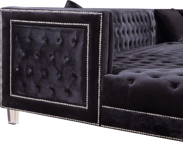 Moda Acrylic Lucite / Velvet / Engineered Wood / Metal / Foam Contemporary Black Velvet 3pc. Sectional - 127" W x 68.5" D x 31.5" H