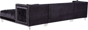 Moda Acrylic Lucite / Velvet / Engineered Wood / Metal / Foam Contemporary Black Velvet 3pc. Sectional - 127" W x 68.5" D x 31.5" H