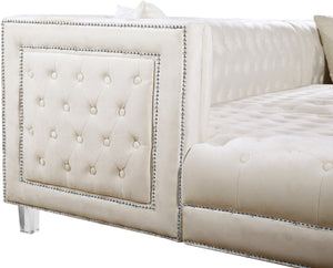 Moda Acrylic Lucite / Velvet / Engineered Wood / Metal / Foam Contemporary Cream Velvet 3pc. Sectional - 127" W x 68.5" D x 31.5" H