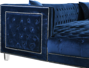 Moda Acrylic Lucite / Velvet / Engineered Wood / Metal / Foam Contemporary Navy Velvet 3pc. Sectional - 127" W x 68.5" D x 31.5" H