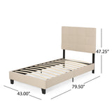 Eveleth Contemporary Upholstered Twin Bed Platform, Beige and Black Noble House