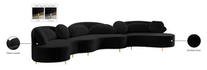 Vivacious Velvet / Engineered Wood / Metal / Foam Contemporary Black Velvet 3pc. Sectional (3 Boxes) - 169" W x 60" D x 30.5" H