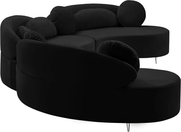 Vivacious Velvet / Engineered Wood / Metal / Foam Contemporary Black Velvet 3pc. Sectional (3 Boxes) - 169" W x 60" D x 30.5" H