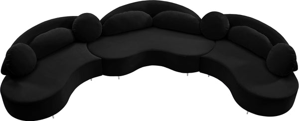 Vivacious Velvet / Engineered Wood / Metal / Foam Contemporary Black Velvet 3pc. Sectional (3 Boxes) - 169" W x 60" D x 30.5" H