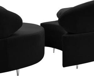 Vivacious Velvet / Engineered Wood / Metal / Foam Contemporary Black Velvet 3pc. Sectional (3 Boxes) - 169" W x 60" D x 30.5" H
