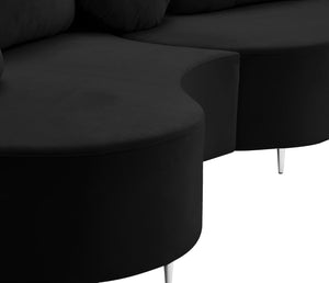 Vivacious Velvet / Engineered Wood / Metal / Foam Contemporary Black Velvet 3pc. Sectional (3 Boxes) - 169" W x 60" D x 30.5" H