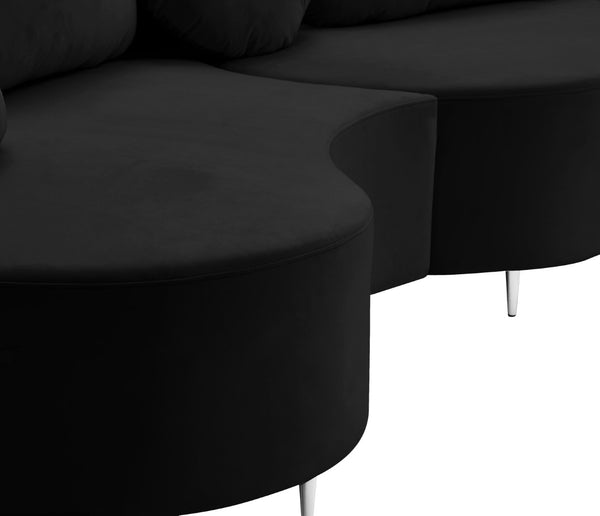 Vivacious Velvet / Engineered Wood / Metal / Foam Contemporary Black Velvet 3pc. Sectional (3 Boxes) - 169" W x 60" D x 30.5" H