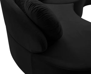 Vivacious Velvet / Engineered Wood / Metal / Foam Contemporary Black Velvet 3pc. Sectional (3 Boxes) - 169" W x 60" D x 30.5" H