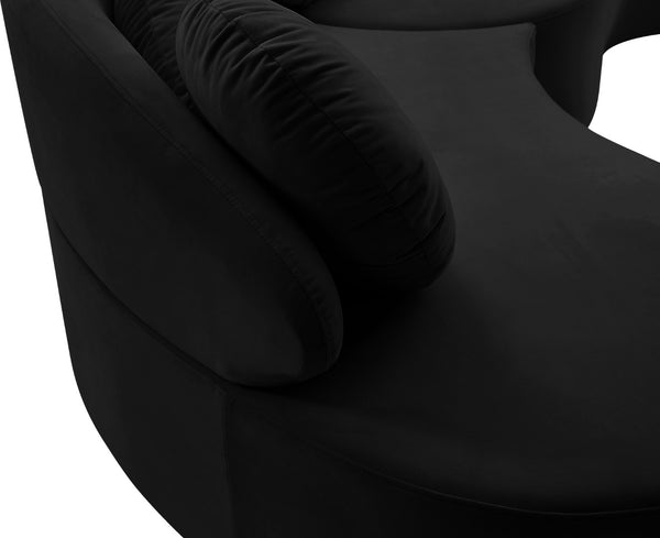 Vivacious Velvet / Engineered Wood / Metal / Foam Contemporary Black Velvet 3pc. Sectional (3 Boxes) - 169" W x 60" D x 30.5" H