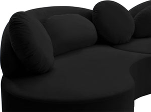 Vivacious Velvet / Engineered Wood / Metal / Foam Contemporary Black Velvet 3pc. Sectional (3 Boxes) - 169" W x 60" D x 30.5" H
