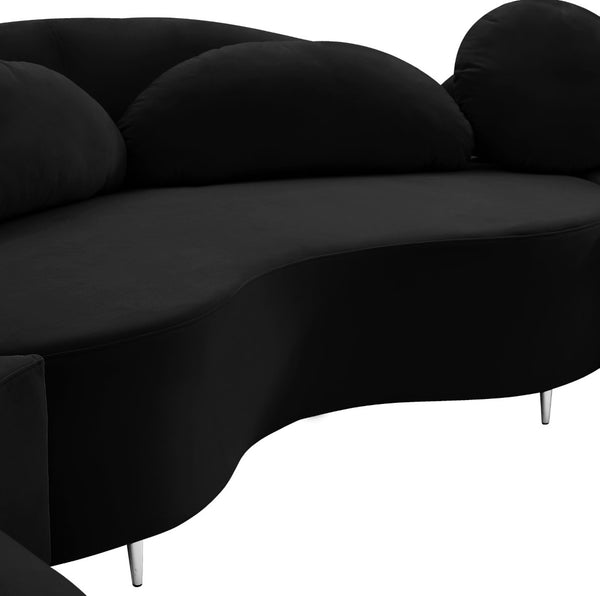 Vivacious Velvet / Engineered Wood / Metal / Foam Contemporary Black Velvet 3pc. Sectional (3 Boxes) - 169" W x 60" D x 30.5" H