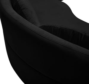 Vivacious Velvet / Engineered Wood / Metal / Foam Contemporary Black Velvet 3pc. Sectional (3 Boxes) - 169" W x 60" D x 30.5" H