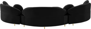 Vivacious Velvet / Engineered Wood / Metal / Foam Contemporary Black Velvet 3pc. Sectional (3 Boxes) - 169" W x 60" D x 30.5" H