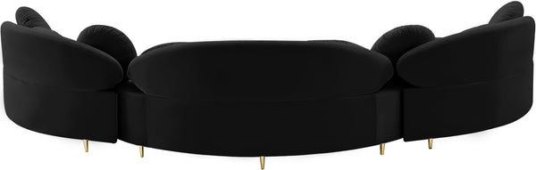 Vivacious Velvet / Engineered Wood / Metal / Foam Contemporary Black Velvet 3pc. Sectional (3 Boxes) - 169" W x 60" D x 30.5" H