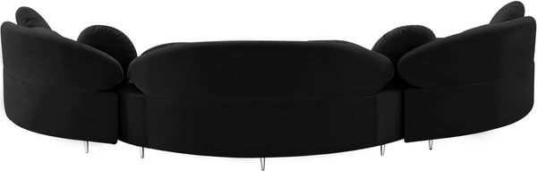 Vivacious Velvet / Engineered Wood / Metal / Foam Contemporary Black Velvet 3pc. Sectional (3 Boxes) - 169" W x 60" D x 30.5" H