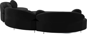 Vivacious Velvet / Engineered Wood / Metal / Foam Contemporary Black Velvet 3pc. Sectional (3 Boxes) - 169" W x 60" D x 30.5" H