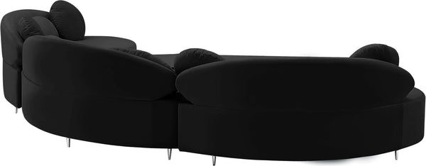 Vivacious Velvet / Engineered Wood / Metal / Foam Contemporary Black Velvet 3pc. Sectional (3 Boxes) - 169" W x 60" D x 30.5" H