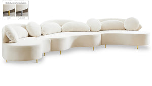 Vivacious Velvet / Engineered Wood / Metal / Foam Contemporary Cream Velvet 3pc. Sectional (3 Boxes) - 169" W x 60" D x 30.5" H