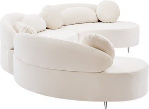 Vivacious Velvet / Engineered Wood / Metal / Foam Contemporary Cream Velvet 3pc. Sectional (3 Boxes) - 169" W x 60" D x 30.5" H