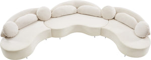 Vivacious Velvet / Engineered Wood / Metal / Foam Contemporary Cream Velvet 3pc. Sectional (3 Boxes) - 169" W x 60" D x 30.5" H