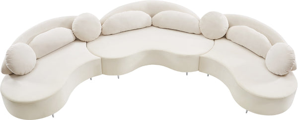 Vivacious Velvet / Engineered Wood / Metal / Foam Contemporary Cream Velvet 3pc. Sectional (3 Boxes) - 169" W x 60" D x 30.5" H