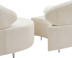 Vivacious Velvet / Engineered Wood / Metal / Foam Contemporary Cream Velvet 3pc. Sectional (3 Boxes) - 169" W x 60" D x 30.5" H