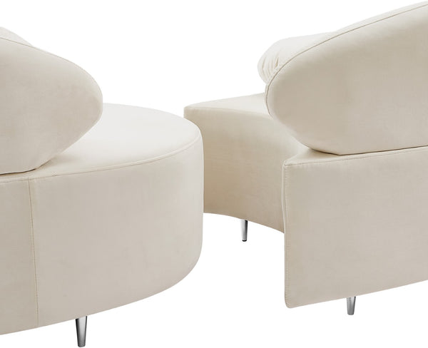Vivacious Velvet / Engineered Wood / Metal / Foam Contemporary Cream Velvet 3pc. Sectional (3 Boxes) - 169" W x 60" D x 30.5" H