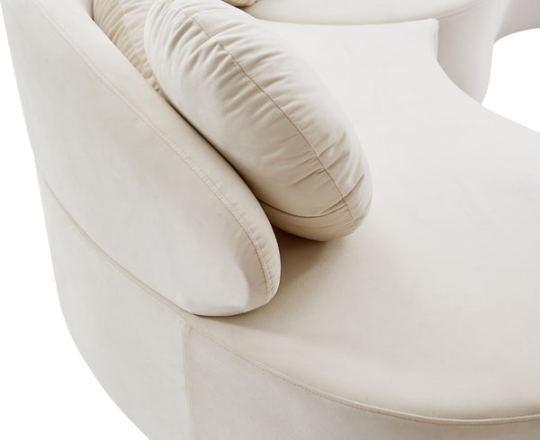 Vivacious Velvet / Engineered Wood / Metal / Foam Contemporary Cream Velvet 3pc. Sectional (3 Boxes) - 169" W x 60" D x 30.5" H