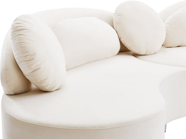 Vivacious Velvet / Engineered Wood / Metal / Foam Contemporary Cream Velvet 3pc. Sectional (3 Boxes) - 169" W x 60" D x 30.5" H