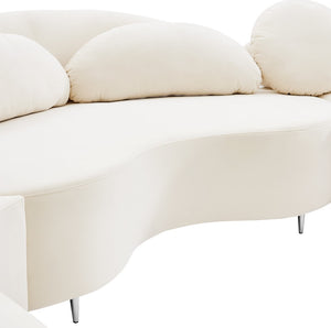 Vivacious Velvet / Engineered Wood / Metal / Foam Contemporary Cream Velvet 3pc. Sectional (3 Boxes) - 169" W x 60" D x 30.5" H
