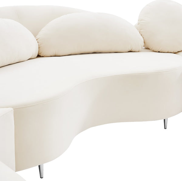 Vivacious Velvet / Engineered Wood / Metal / Foam Contemporary Cream Velvet 3pc. Sectional (3 Boxes) - 169" W x 60" D x 30.5" H