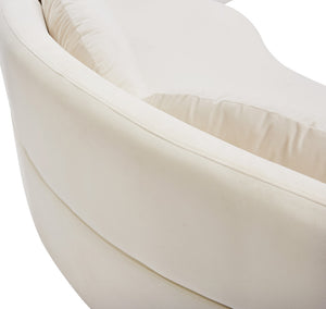 Vivacious Velvet / Engineered Wood / Metal / Foam Contemporary Cream Velvet 3pc. Sectional (3 Boxes) - 169" W x 60" D x 30.5" H