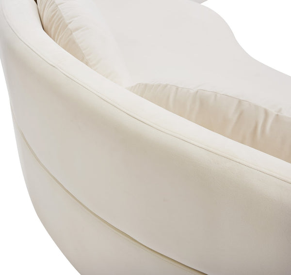 Vivacious Velvet / Engineered Wood / Metal / Foam Contemporary Cream Velvet 3pc. Sectional (3 Boxes) - 169" W x 60" D x 30.5" H