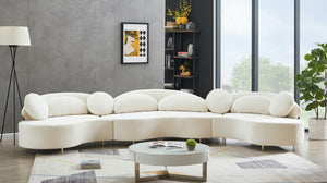 Vivacious Velvet / Engineered Wood / Metal / Foam Contemporary Cream Velvet 3pc. Sectional (3 Boxes) - 169" W x 60" D x 30.5" H