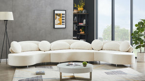 Vivacious Velvet / Engineered Wood / Metal / Foam Contemporary Cream Velvet 3pc. Sectional (3 Boxes) - 169" W x 60" D x 30.5" H