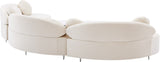 Vivacious Velvet / Engineered Wood / Metal / Foam Contemporary Cream Velvet 3pc. Sectional (3 Boxes) - 169" W x 60" D x 30.5" H