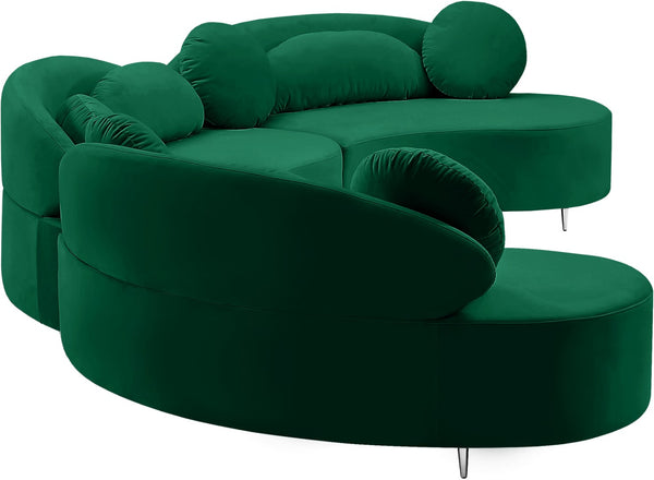 Vivacious Velvet / Engineered Wood / Metal / Foam Contemporary Green Velvet 3pc. Sectional (3 Boxes) - 169" W x 60" D x 30.5" H